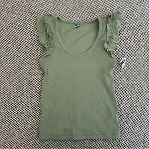 Green Ruffle Sleeve Women's Top